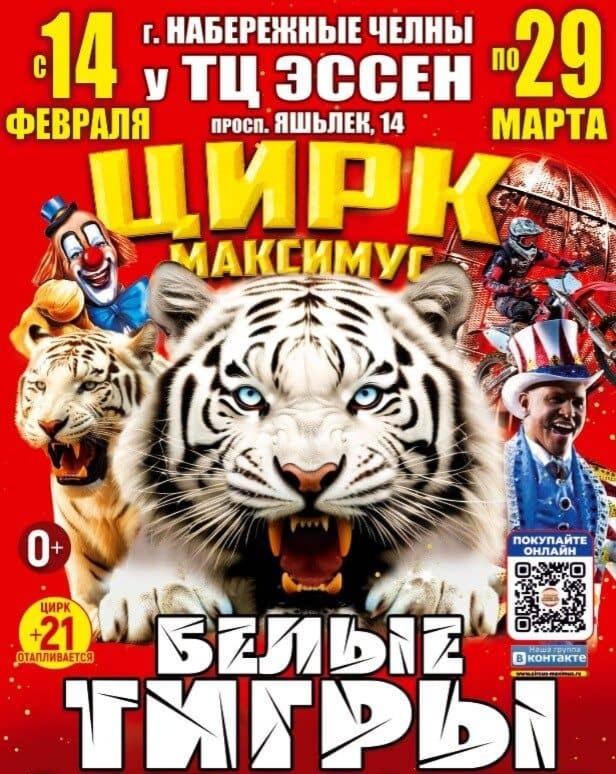 Афиша Цирк Максимус в г.Набережные Челны​, ТЦ Эссен с 14 февраля по 29 марта 2026